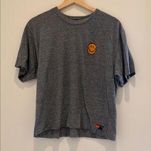 Aviator Nation Gray T-Shirt with Smiley Face Patch